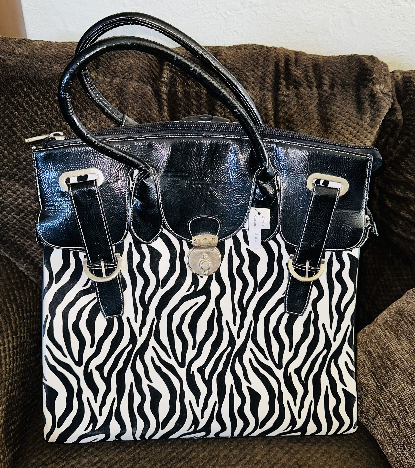 Zebra Print Rolling Laptop Bag - Brand New - OBO