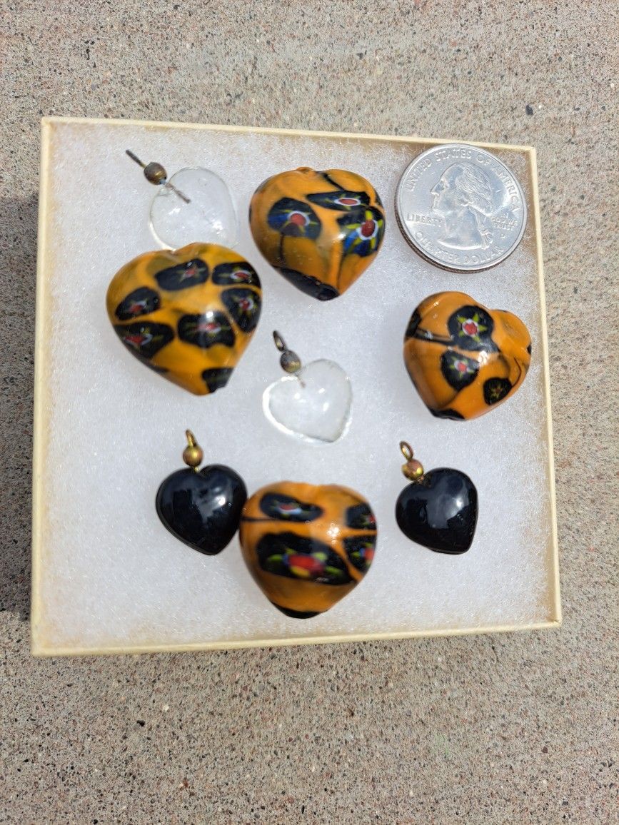 Hand Made Glass Heart Beads From Retired Sedona Artist