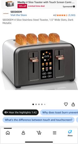 SEEDEEM 4 Slice Stainless Steel Toaster