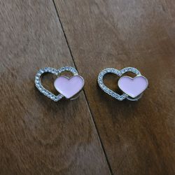 Lot Of 2 Metal Heart Shoe Charms 