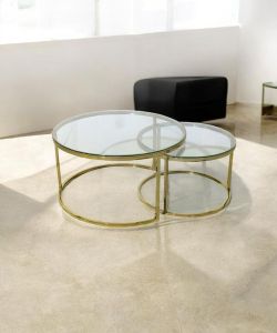 Modern Round Nesting Glass Coffee Tables