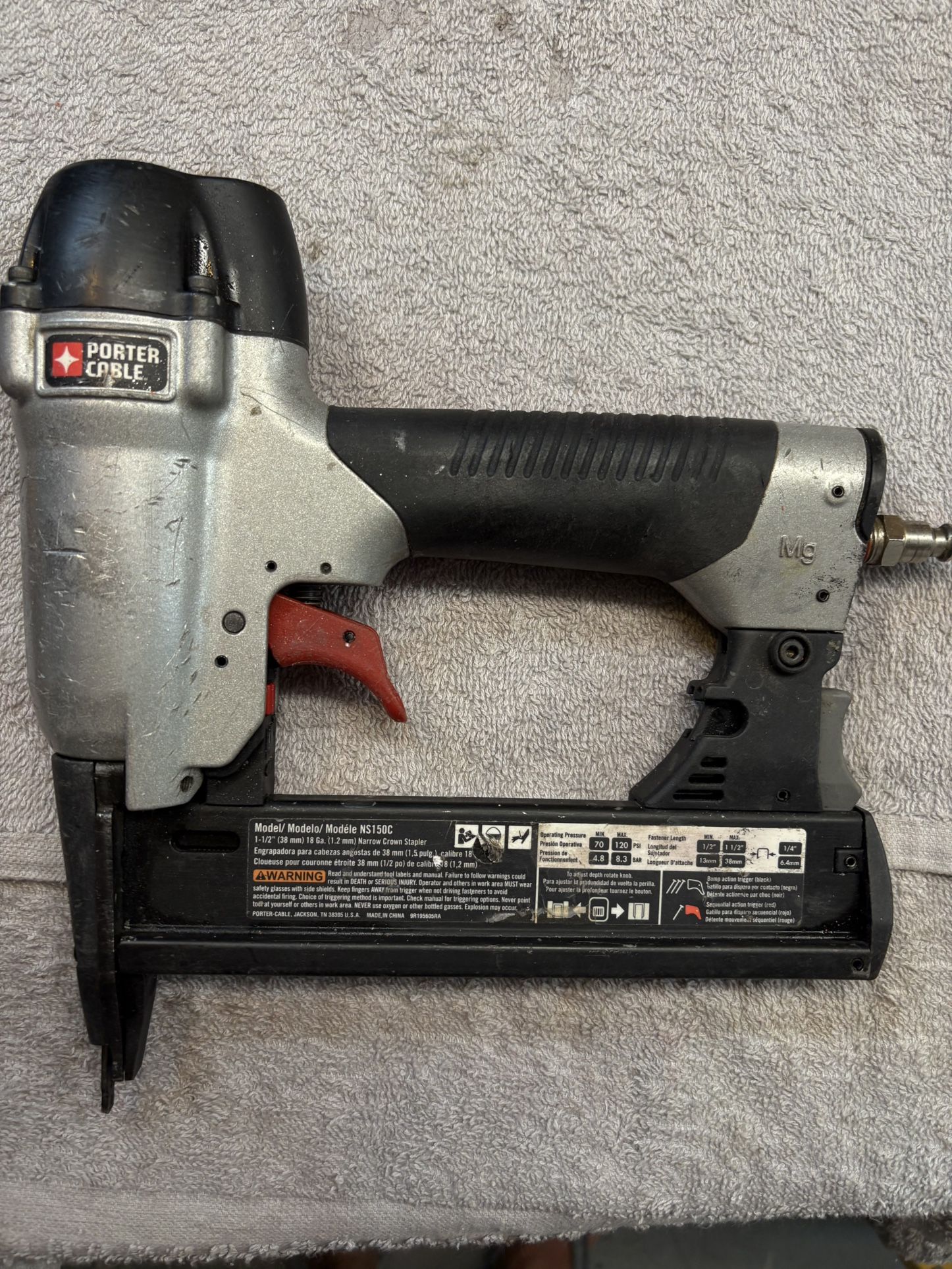 PORTER-CABLE Narrow Crown Staple Gun -NS150C-Clean, Adj Depth, 1/2”-1 1/2” Staples