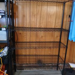 Black wire industrial shelving unit