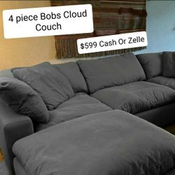 Gray Bobs Cloud Modular Sectional Couch Sofa With Ottoman 
