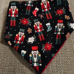 Christmas Dog Bandana Scarf Reversible Sizes One of a Kind size -Med