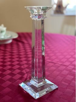 10” Tiffany & Co. Crystal Candle Holder – Elegant Clear Glass Candlestick (set of 2)