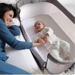 OPTIMISK 4 in 1 Bassinet Bedside Bed for Baby Boy or Boy, Portable Bed, Crib, Playpen, All Mesh, Can Be Used Up to 12 Months Open box 
