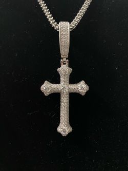 Moissanite Cross Necklace Pendant s925 VVS 1 Moissanite chain GRA certified iced out