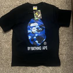 blue and black bape shirt 