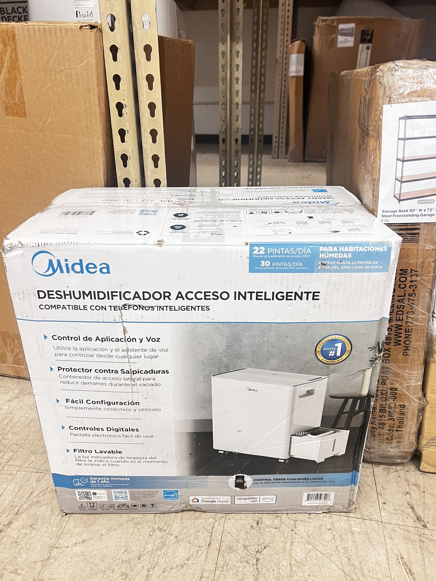 22 Pt. Smart Dehumidifier, App & Voice Control, Covers 1,500 Sq. ft. NEW in Box