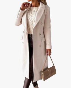 Women’s Long Wool Double Breasted Trench Coat