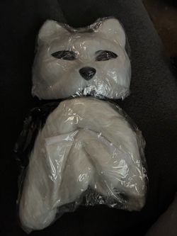 White Fox Cat Costume Mask and Fur Set