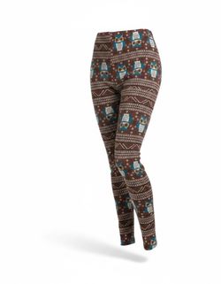 No Boundaries Women’s XL 15/17 Leggings – Brown Owl & Geometric Pattern
