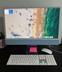 Blue 24” Apple iMac M1 (2021) + Keyboard & Mouse