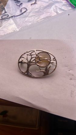 Vintage Sterling Silver 925 Tree of Life Mother of Pearl Brooch / Pin