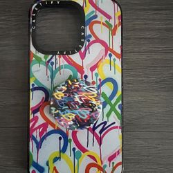 iPhone 13 Pro Impact Case - Casetify Rainbow Graffiti Hearts by Corey (Purple)