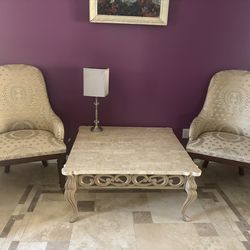 Two armchairs and coffee table