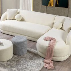 🚚Ask 👉Sectional, Sofa, Couch, Loveseat, Living Room Set, Ottoman, Recliner, Chair, Sleeper. 

✔️In Stock 👉Bella Ivory Boucle RAF Sectional