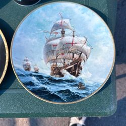 Hand Painted Collectors Plates, Ships, Star Trek – Enterprise, Columbus, Nina, Pinta, Santa Maria