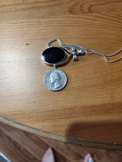 Sterling Silver Necklace With Black Onyx and Mother of Pearl