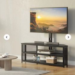 New!!! TV Stand with Mount and Power Outlet, Swivel TV Stand with LED Lights for 32/45/55/60 cm/65/70 inch TVs, Black Entertainment Center Media Conso
