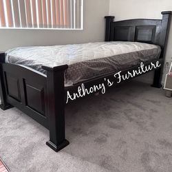 New Black Twin Bed With Mattress 