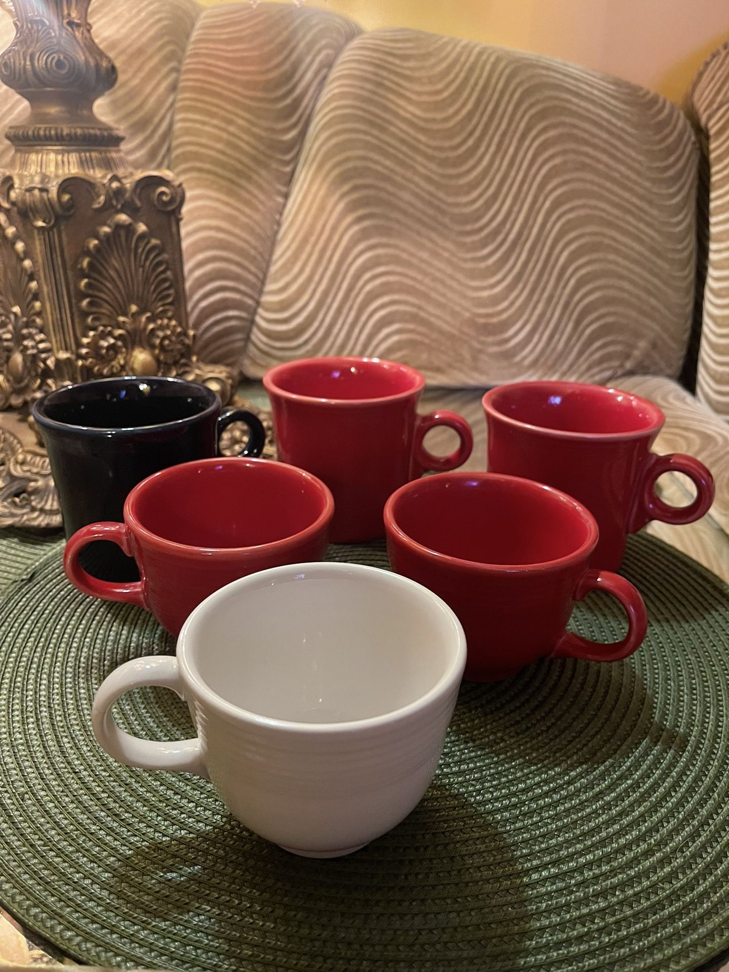 Vintage Fiesta Coffee Tea Mug Fiesta Mug Red White Blue Lot