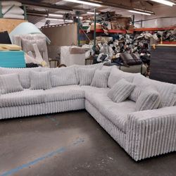BRAND NEW 9x9ft SECTIONAL SOFA  cordoroy light grey FABRIC,  pink Microfiber, Velvet hot  pink fabric. CUSTOM MADE AVAILABLE