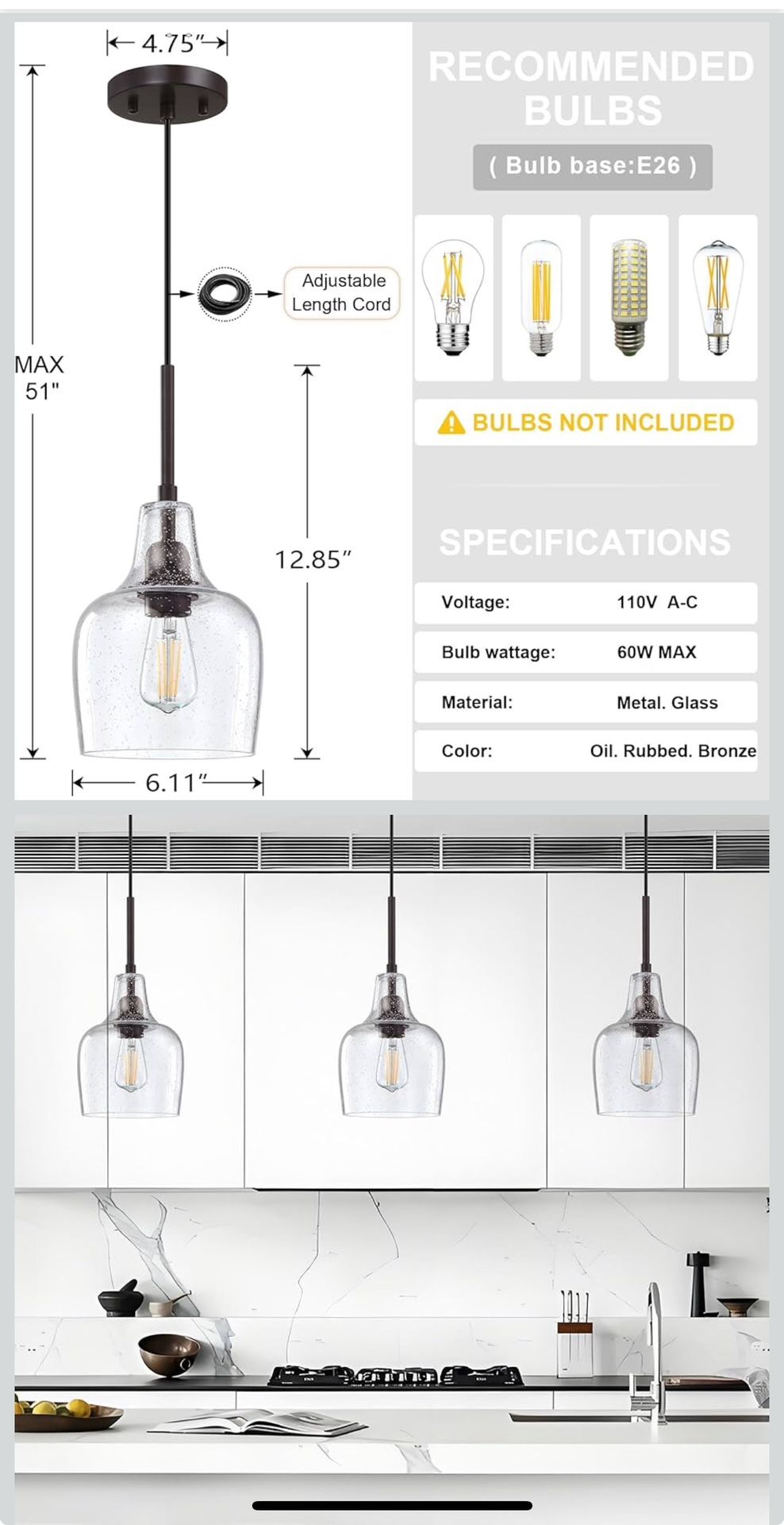 Luces Nuevas Para Cosina O Sala Juego De Tres Precio En Tiendas Más De $100