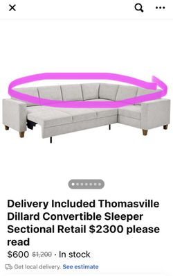 Thomasville Dillard Sofa with Reversible Chaise