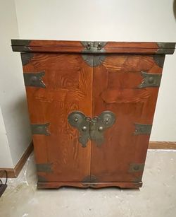 Vintage Asian-Inspired Bar Cabinet / Liquor Cabinet