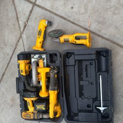 8 Piece DeWalt Cordless Power tool Set With heavy Duty case, 2 18V Batteries, And Charger