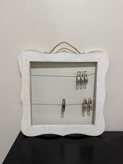 White Wood Photo Clip Frame Wall Hanger