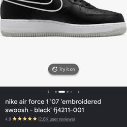 nike air force 1 '07 'embroidered swoosh 