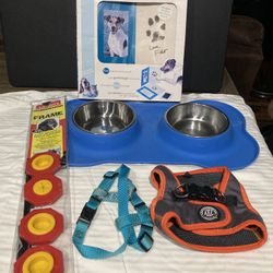 Dog Bundle Double Dog Dish Two Harnesses P Tray  Dog Frame
