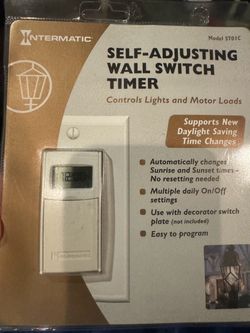 Intermatic ST01C Self-Adjusting Wall Light Switch Timer White Digital Display 15amp
