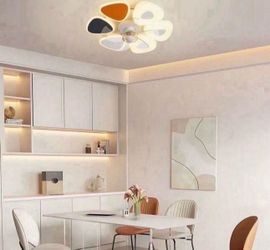 22 in. LED Indoor Dimmable White and Blue and Orange Smart Ceiling Fan Light with Remote and APP Control Oscillating Motor