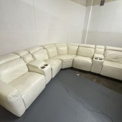 7 Piece Leather Power Recliner Sectional Flex steel Brand 