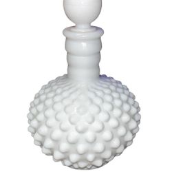 Large Vintage Hobnail Milk Glass Perfume Bottle * Flawed *