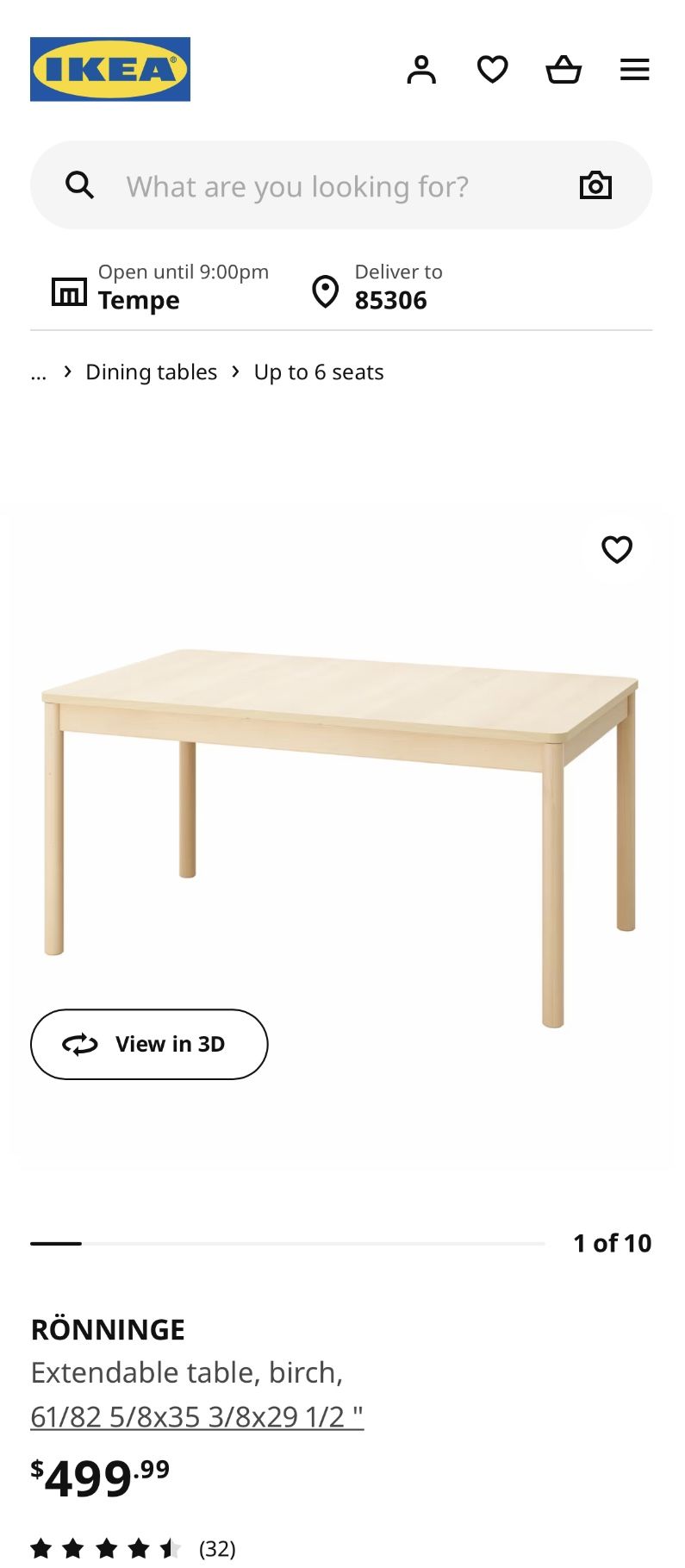IKEA Dining Set RONNINGE Extendable table, birch w/ 5 Chairs