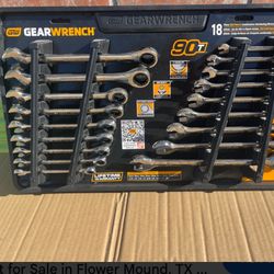 GEARWRENCH SAE/MM 90-Tooth Pro Combination Ratcheting Wrench Tool Set with Tray (18-Piece)