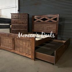 Full Solid Wood Bed With Twin Trundle FRAME + Chest $940