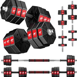Adjustable Weights Dumbbells Set, 66Lbs  3 in 1 Adjustable Weights Dumbbells Barbell Set, Home Fitness Weight Set Gym Workout 