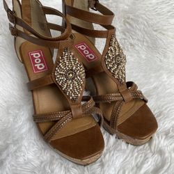 Brown Wedge Sandals 