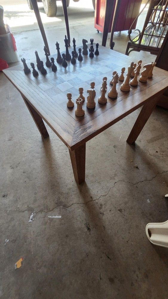 Wooden Coffee Table Chess Board