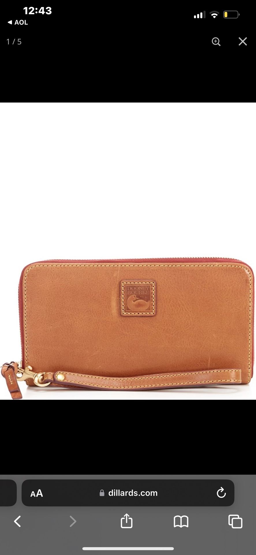 Dooney & Bourke Florentine Leather Zip Around Large  Wristlet NATUAL COLOR Italian Vacchetta