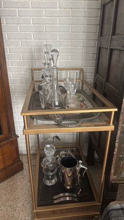 Gold Metal Two-Tier Bar Cart
