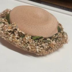 Antique Pink Flower Hat 