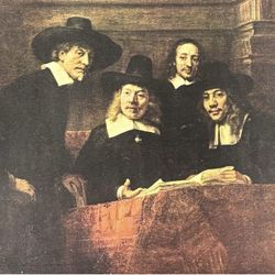 REMBRANDT The Syndics Original Vintage Fine Art Print 1930’s USA Dutch School Printed Antique Collectible