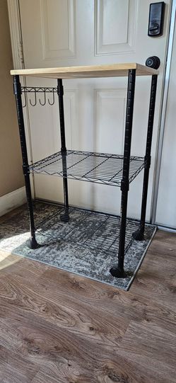 Rolling Kitchen Cart with Wood Top